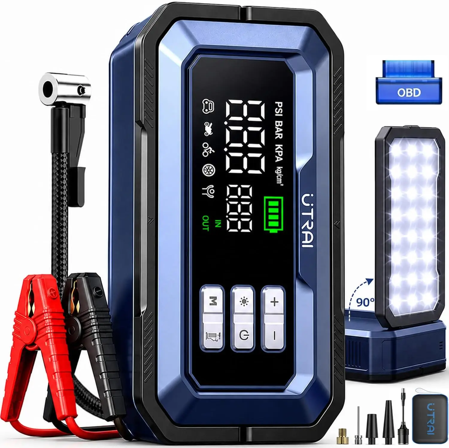 Portable Jump Starter - Hava Kompresörlü Akü Takviye Cihazı, Tüm