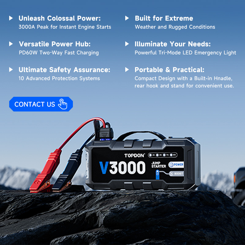 Portable Jump Starter - TOPDON V3000 3000A PD60W Çift Yönlü