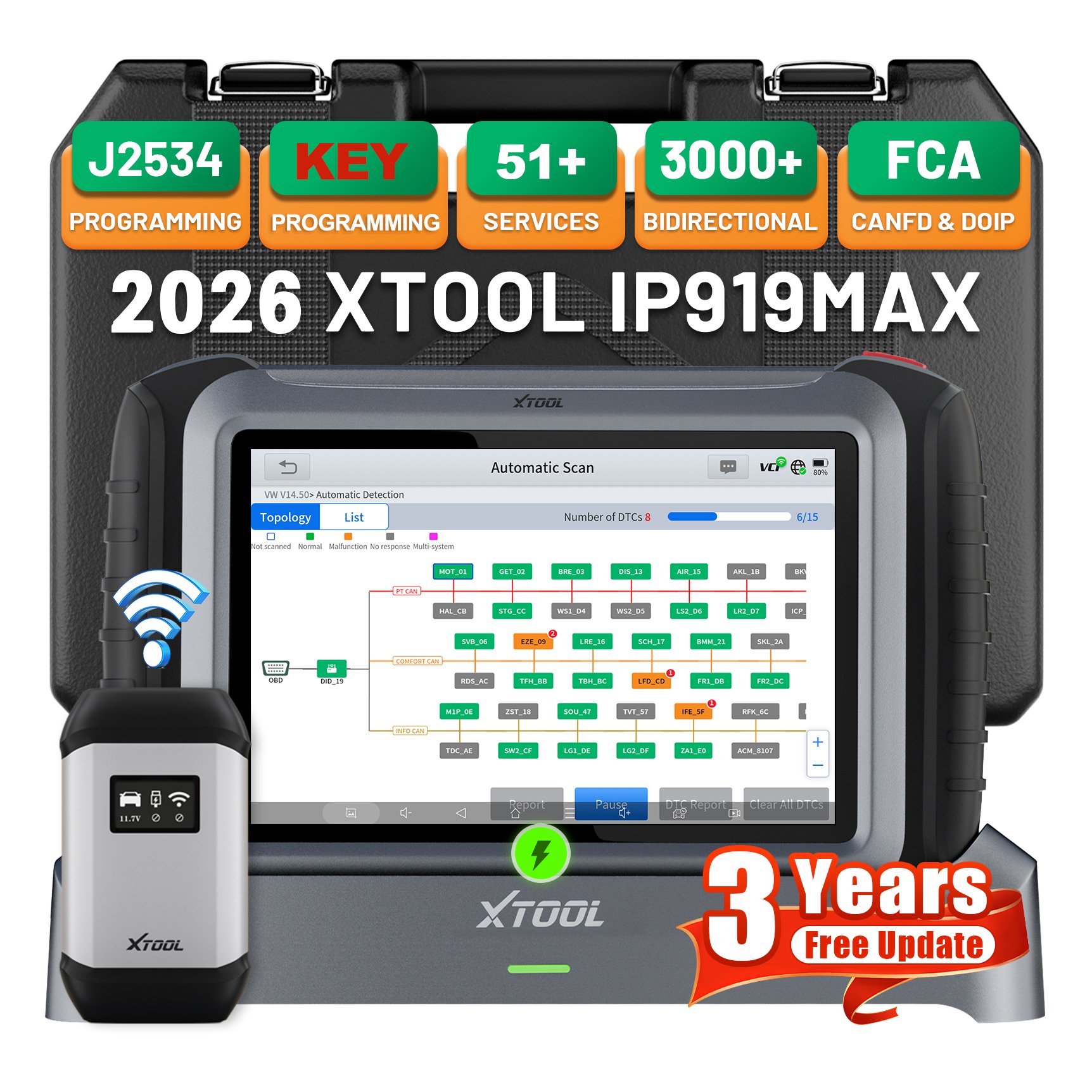 Obd2 Scanner - AB Deposu XTOOL IP919MAX J2534 ECU