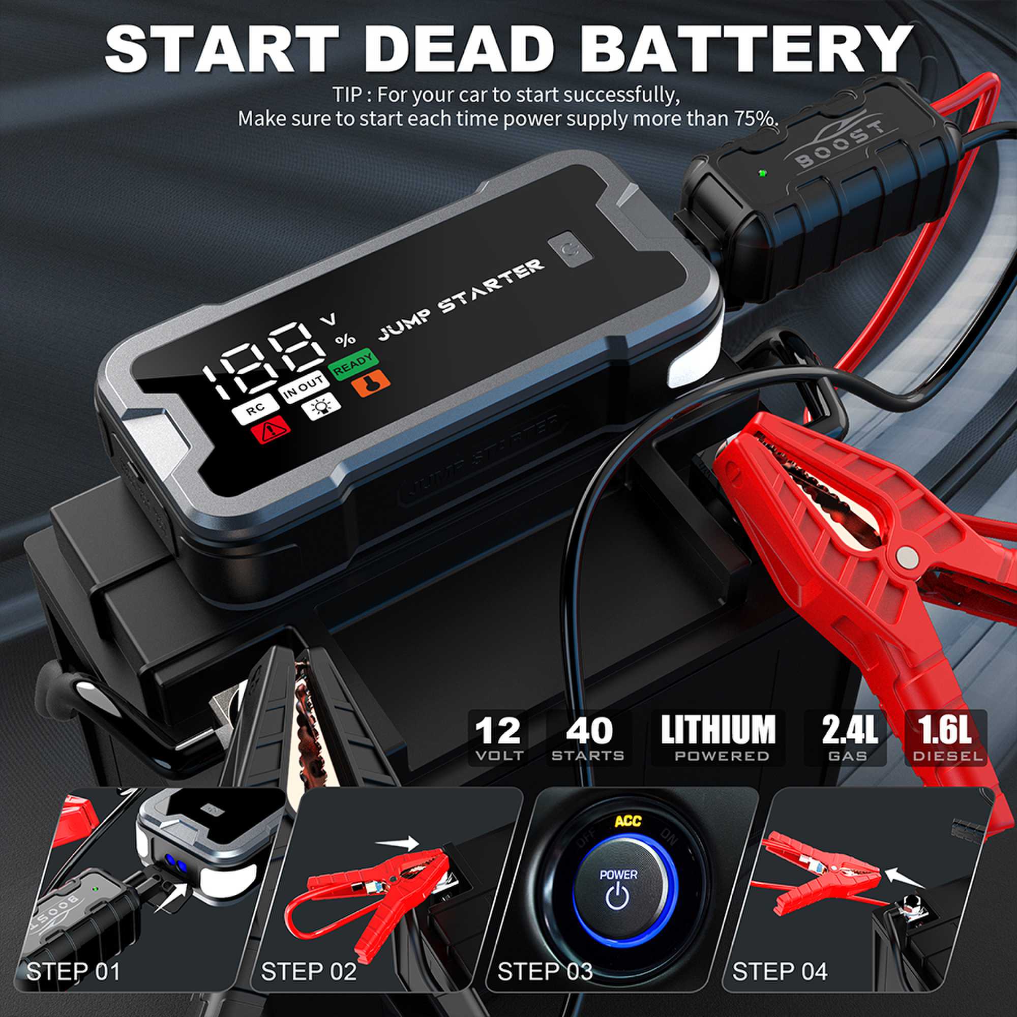 4000A Araç Çalıştırıcı, Taşına - Portable Jump Starter incelemesi ve fiyatı